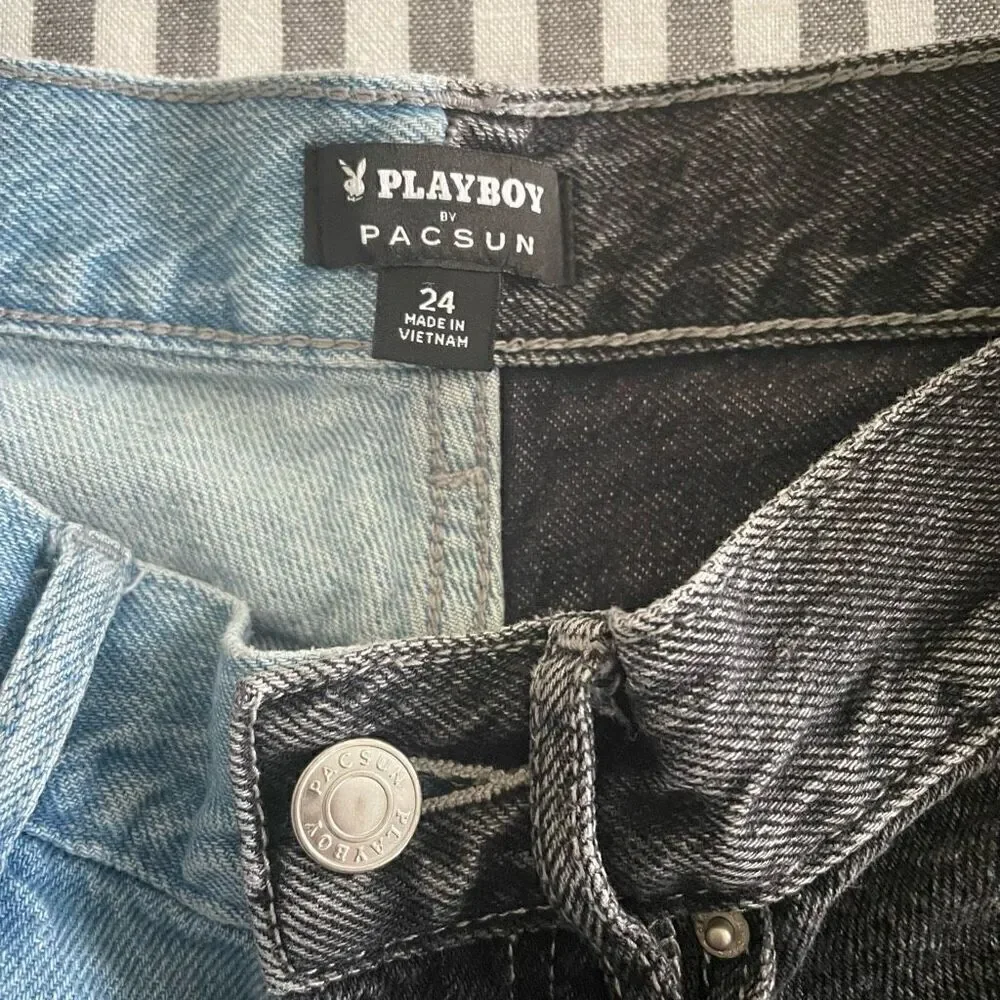 Playboy By PacSun Two-Tone Ultra High Waisted Slim Fit Jeans Size 24 - Picture 3 of 8